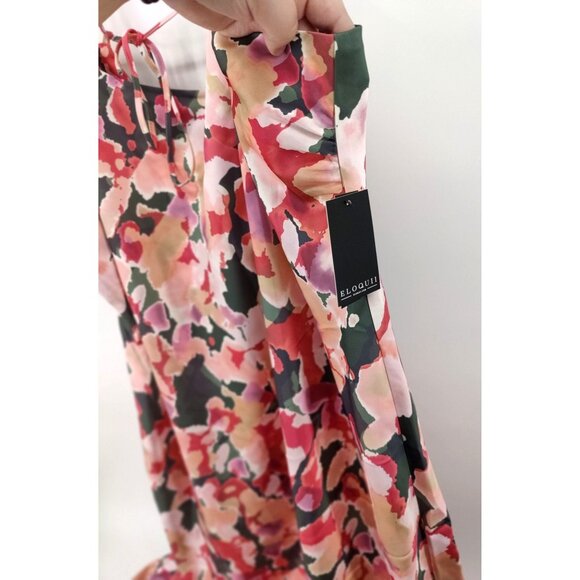 New Eloquii Bias Cut Slip Colorful Strappy Maxi Dress Size 26 - Picture 7 of 9